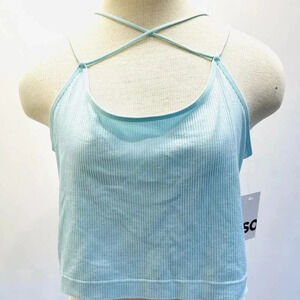 NWT SO GOODS FOR LIFE Juniors Pullover Spaghetti Straps Cropped Blue Top Sz XXL
